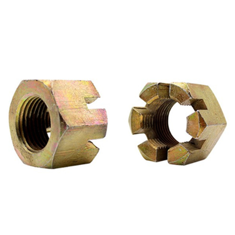 High Strength Grade 4 8 10 12 Steel Color Yellow Zinc Plated DIN935 Castle Nuts