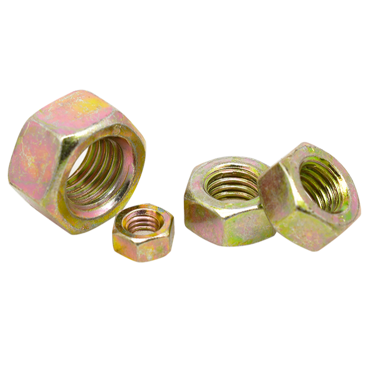 High Strength Grade 4 8 10 12 Steel Color Yellow Zinc Plated DIN934 Hex Nuts