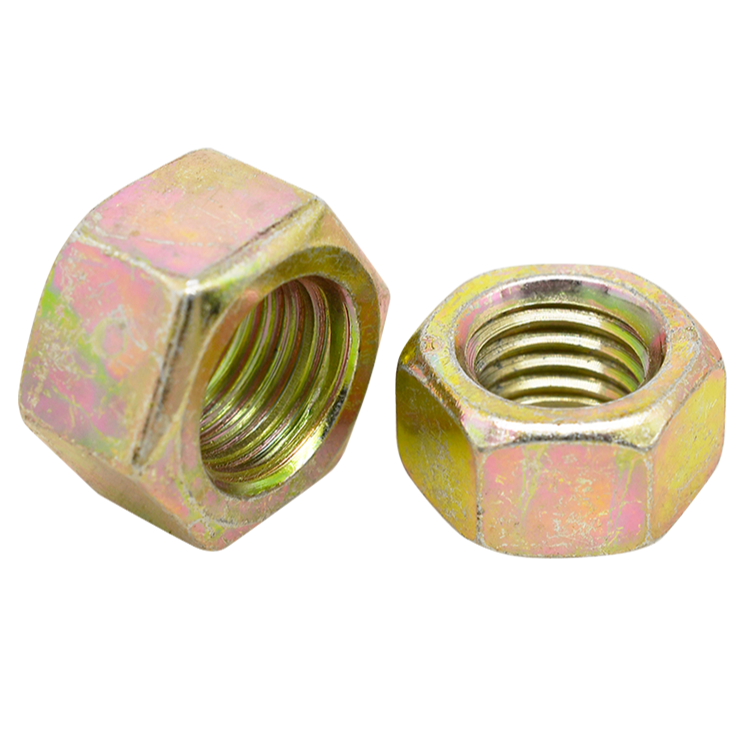 High Strength Grade 4 8 10 12 Steel Color Yellow Zinc Plated DIN934 Hex Nuts