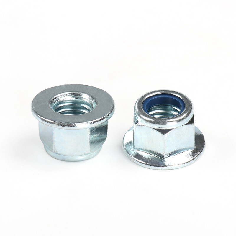 High Strength Grade 4 8 10 12 Steel Galvanized Blue White Zinc Plated DIN6926 DIN1663 Nylon Lock Nuts With Flange Flange Nylock Nuts