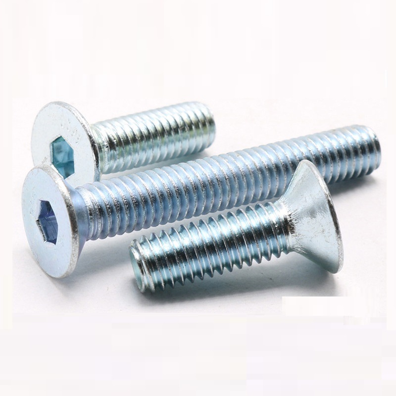 High Strength Grade 4.8 8.8 10.9 12.9 Galvanized White Blue Zinc Plated DIN7991 CSK Flat Head Hex Socket Bolts