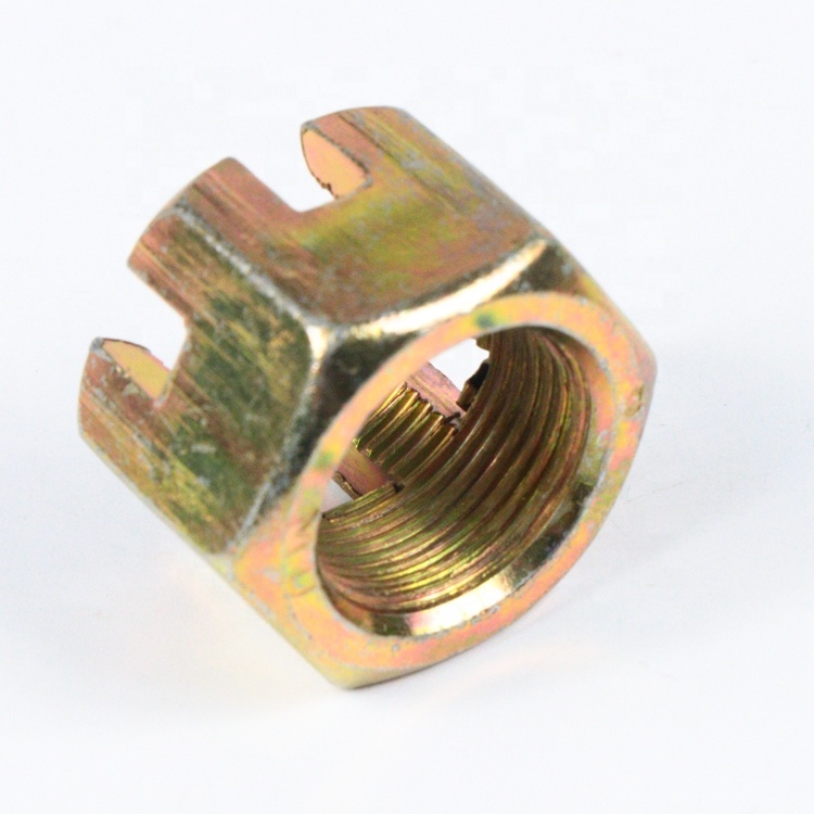 High Strength Grade 4 8 10 12 Steel Color Yellow Zinc Plated DIN935 Castle Nuts