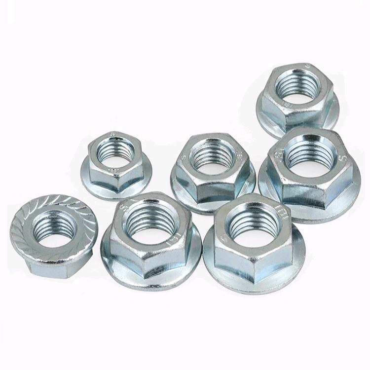 High Strength Grade 4 8 10 12 Steel Galvanized Blue White Zinc Plated DIN6923 Hex Flange Nuts