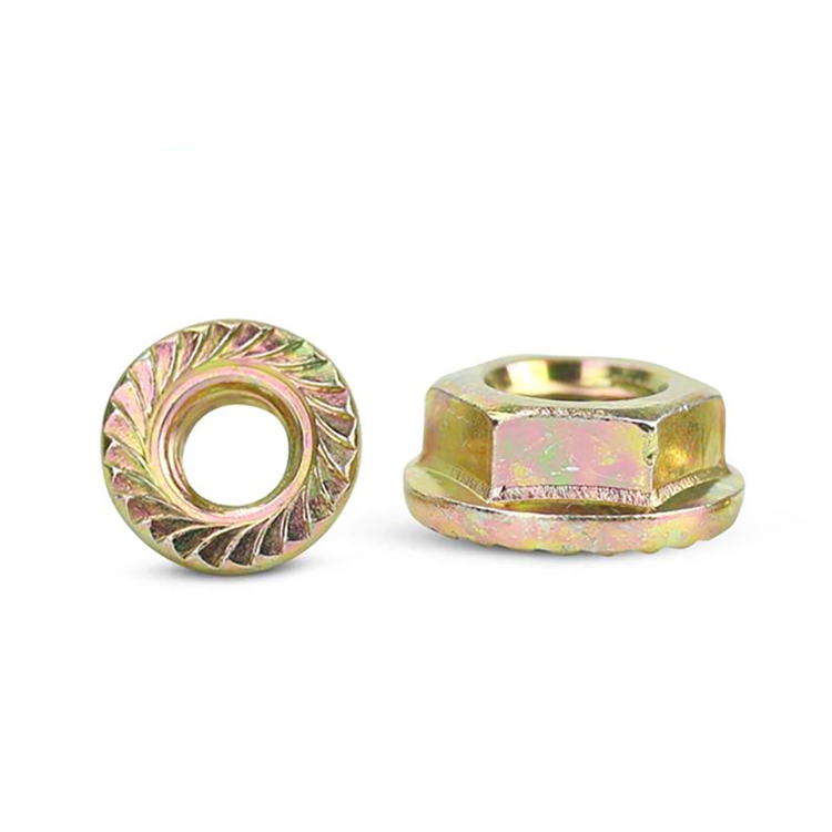 High Strength Grade 4 8 10 12 Steel Color Yellow Zinc Plated DIN6923 Hex Flange Nuts