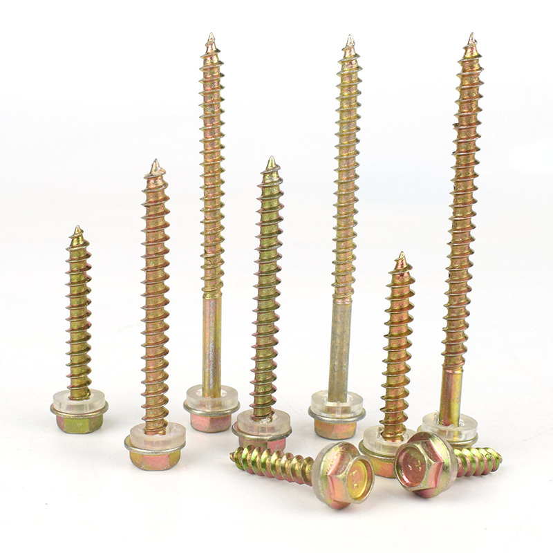 Color Yellow Zinc PlatedSteel Hexagon Head Hex Self-tapping Screws