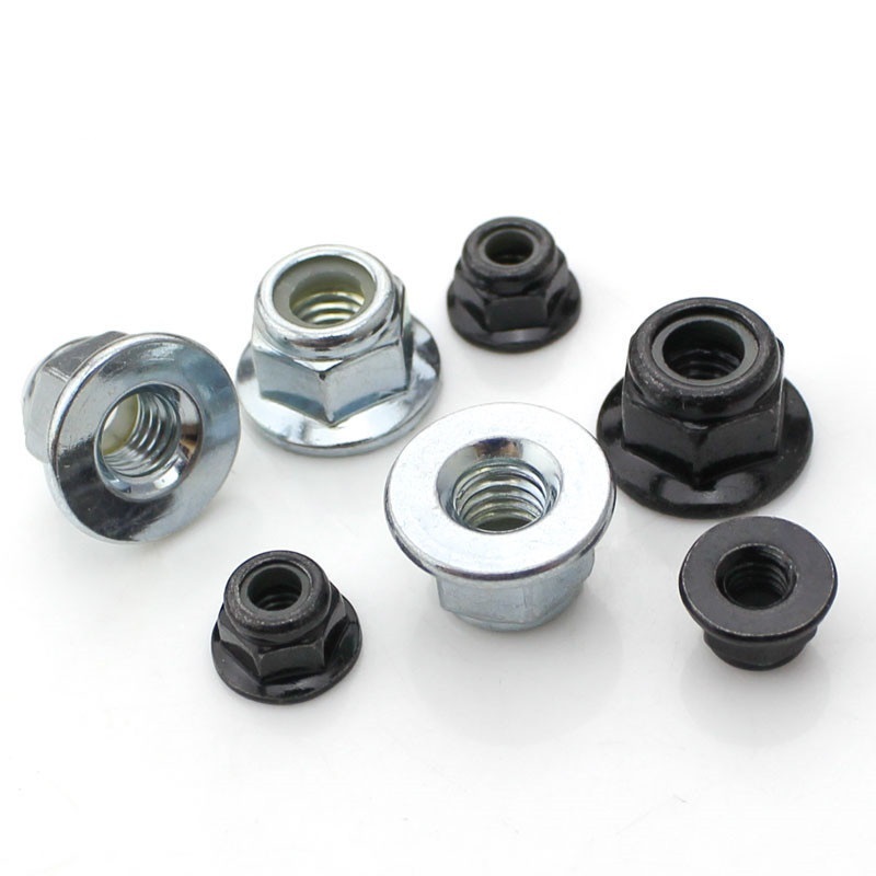 High Strength Grade 4 8 10 12 Steel Galvanized Blue White Zinc Plated DIN6926 DIN1663 Nylon Lock Nuts With Flange Flange Nylock Nuts