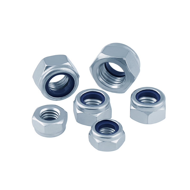 High Strength Grade 4 8 10 12 Steel Galvanized Blue White Zinc Plated DIN982 DIN985 Nylon Lock Nuts Nylock Nuts
